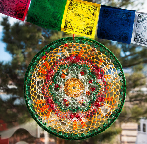 Hanging Mandala Window & Wall Decor - Winter Sage