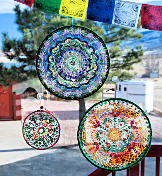 Hanging Mandala Window & Wall Decor - Winter Sage
