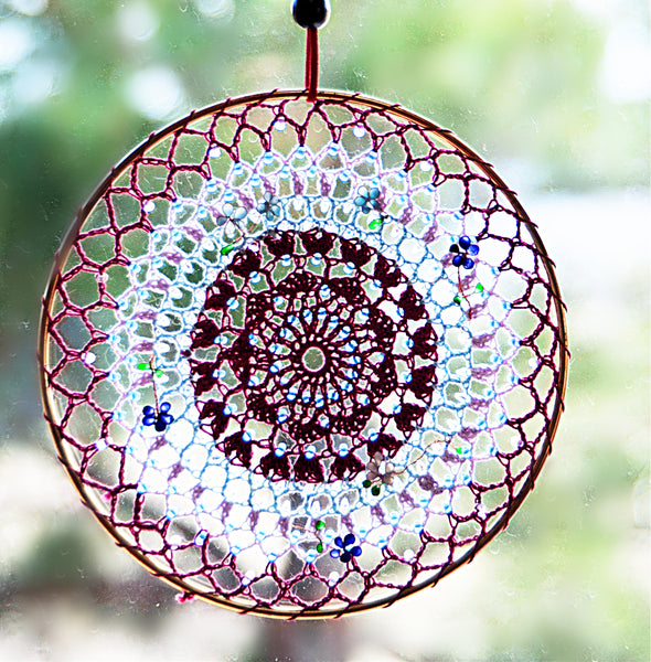 Hanging Mandala Window & Wall Decor - Maroon Whispers