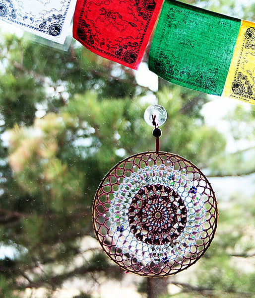Hanging Mandala Window & Wall Decor - Maroon Whispers